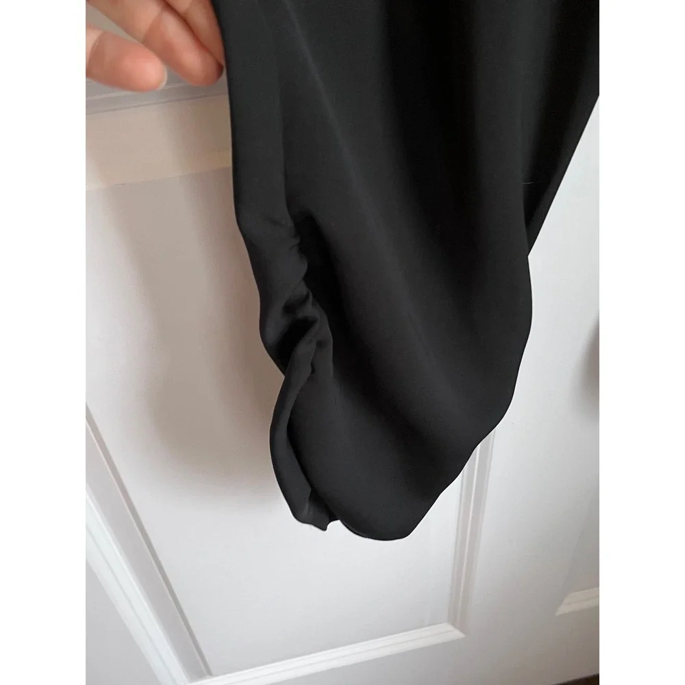 Parker Addison Black Asymmetrical‎ Ruffle Jumpsuit Silk Blend Size 6